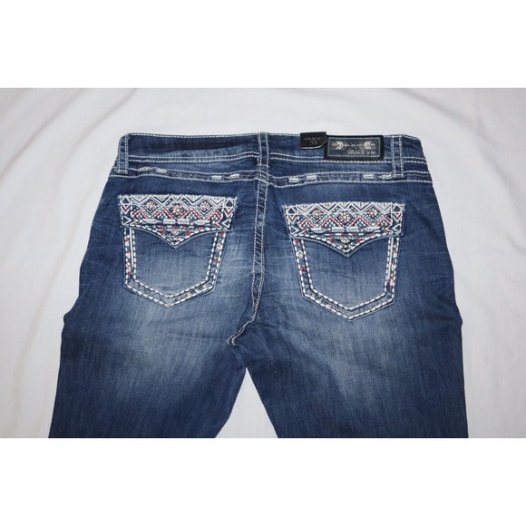 NEW Grace in LA Womens Size 32 Floral Boot Cut Stretch Floral Flap Embroidery - Picture 7 of 12